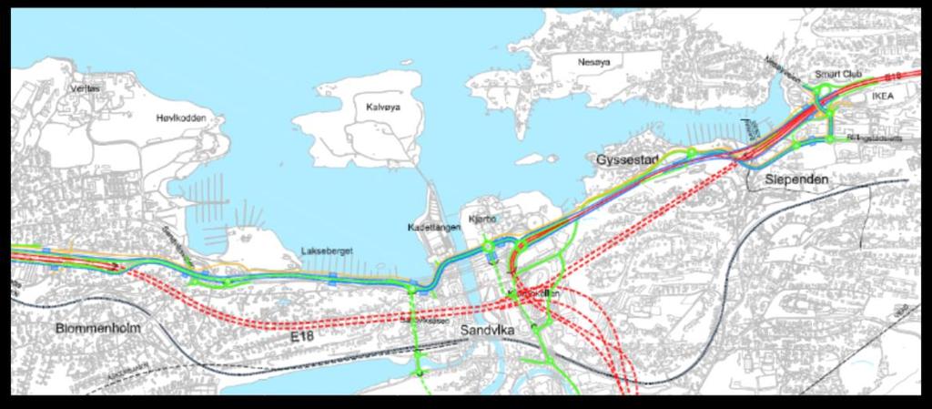 Prosjektark Oslopakke 3 Tiltak: E18 Vestkorridoren Ramstadsletta Slependen Tiltakshaver: SVRØ Beskrivelse: Prosjektet E18 Ramstadsletta-Slependen er en del av E18 Vestkorridoren som omfatter E18