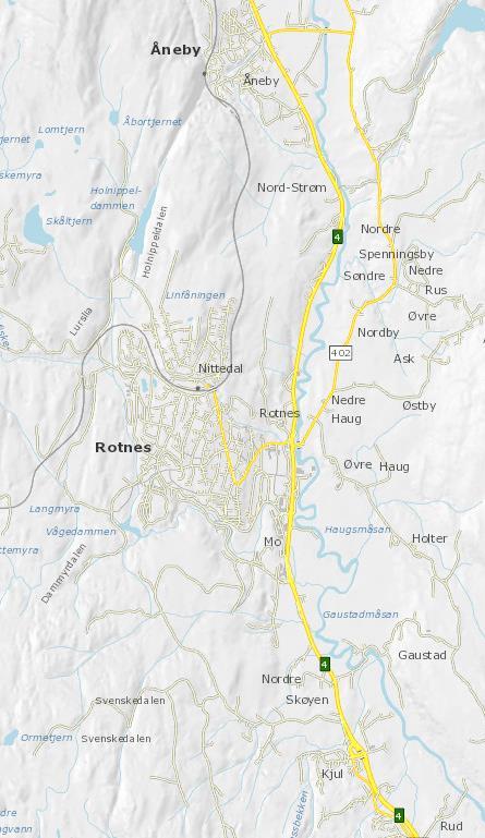 4 er en viktig lokalveg, samtidig som mye gjennomgangstrafikk passerer på riksvegen. Kommunedelplan for Kjul- Åneby i Nittedal kommune ble vedtatt i 2015.