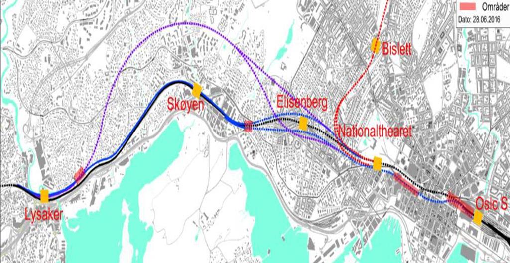 Tiltak: Ny jernbanetunnel gjennom Oslo Prosjektark Oslopakke 3 Tiltakshaver: Bane NOR Med byggingen av Follobanen blir det etablert 4 spor i de tre hovedkorridorene inn til Oslo.