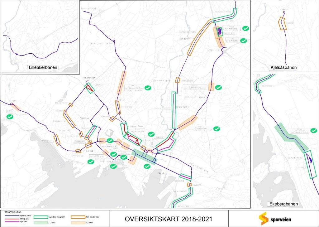 Store kollektivtiltak Store pågående kollektivtiltak Oslo T-bane og trikk I forslag til Handlingsprogram 2019 2022 er det satt av snaut 4,3 mrd.