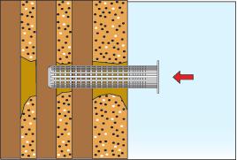 Når massen er herdet kan det monteres direkte i den: det kan brukes sponplate- og treskruer eller for eksempel øyeskruer og kroker med en diameter på 2-6 mm. Egnet til alle byggematerialer.