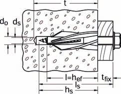 126 Lettbetongplugg Gb Type Art.-nr. ID Godkjennelser Bor Min.borhullsdybde Plugglengde = min. forankringsdybde fischer sikkerhetsskrue DIBt d o t l = h ef d s x l s [mm] [mm] [mm] [mm] [stk.