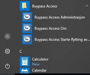 Buypass Access er nå installert på din maskin og er å finne i Windows programmenyen din ved å trykke på