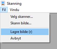 Når bildet kommer inn trykker du på <Fil>, en gang til og deretter <Lagre bilde> Du vil nå bli sendt tilbake til område for å legge til fil, og ser at den skannede filen nå er lagt ved slik