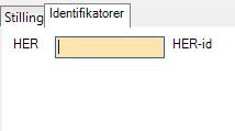 Trykk nå på fanen <identifikatorer> som ligger plasser ved siden av fanen for stilling. Under denne fanen legger du til legen sin HER-ID.