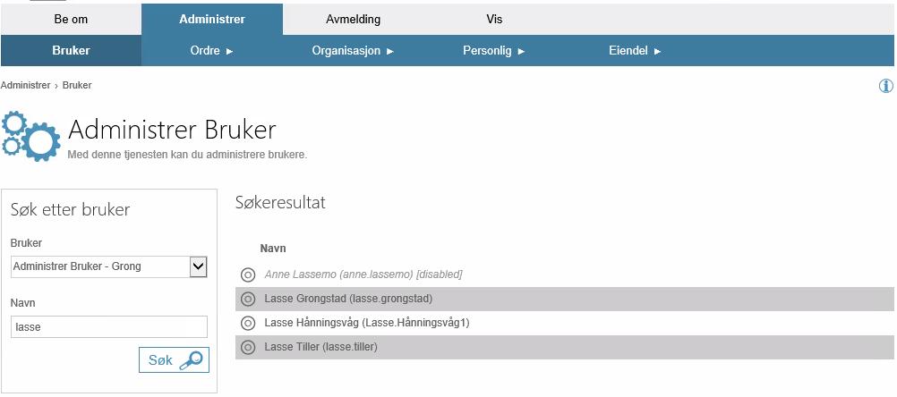 Tilgangsstyring for Autorisasjonsportalen Brukere Alle ASP brukere har tilgang til portalen, og innlogging er Singel Sign On fra ASP.