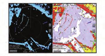 Hvis du kobler en kompatibel kartplotter til en Garmin maritim radar (tilleggsutstyr) fra, for eksempel GMR Fantom 6 eller GMR 24 xhd, kan du vise mer informasjon om omgivelsene.