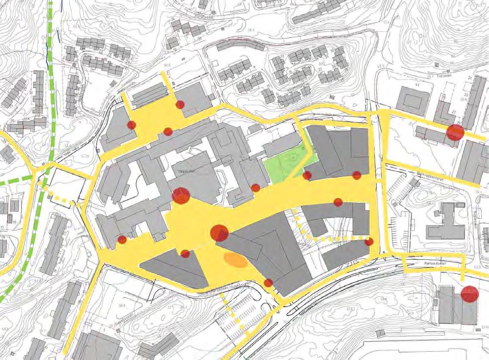 6.3 BYUTVIKLING, BYSTRUKTUR, BYGGEHØYDER OG ESTETIKK Viktige problemstillinger er knyttet til tiltakets virkninger på bydelen Mørkved og hvordan byggehøyder og volumfordeling påvirker sol- og