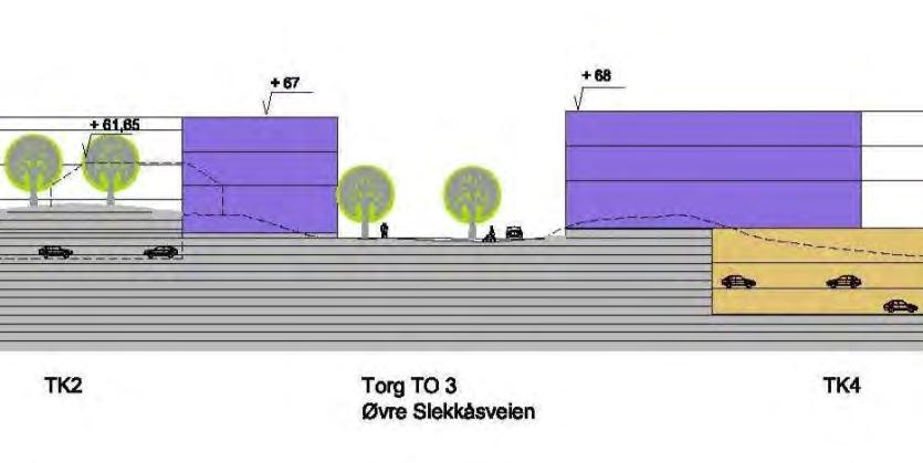 Eneste mulig tverrforbindelse mellom campusaksen og Mørkvedtråkket er sikret i planen ved at det er lagt inn krav om gangvei gjennom uteoppholdsarealet UT1.