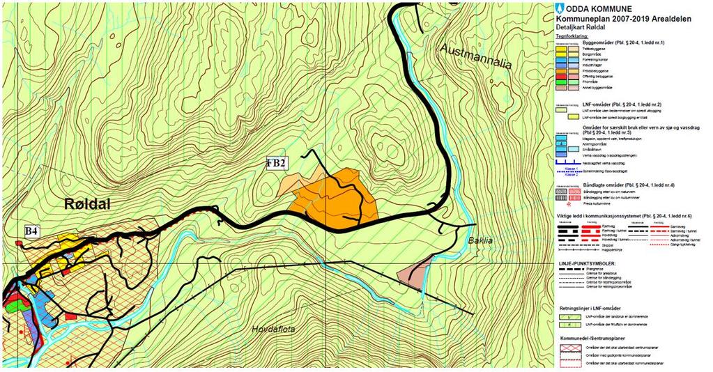 5.2. Arealbruk Gjeldande arealdel til kommuneplanen for Odda kommune (2007 2019) viser dagens E134.