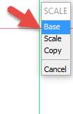 Nå skal vi skalere PDF-filen til riktig skala. Som referanse for skaleringen velger vi byggets lengde 12,100m det vil si 12100mm Velg kommandoen Skalere. Velg rammen rundt pdf-filen.