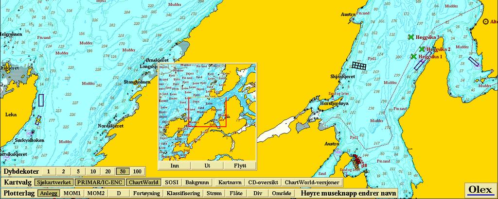 prøvestasjoner avmerket. Kartkilde: Olex.