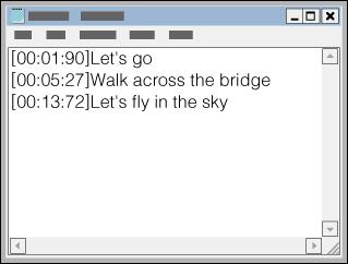 Legge til tekstinformasjon ved hjelp av en datamaskin Du kan skrive inn sangtekster i en tekstfil (LRC-fil). Når du har skrevet inn teksten til spor, kan du overføre sporene til Walkman.