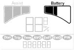 5.3.5 Battri indikator Batteriets strøm nivå vises alltid under Battery øverst til høyre i displayet. Opptil seks segmenter vises avhengig av batteri status.