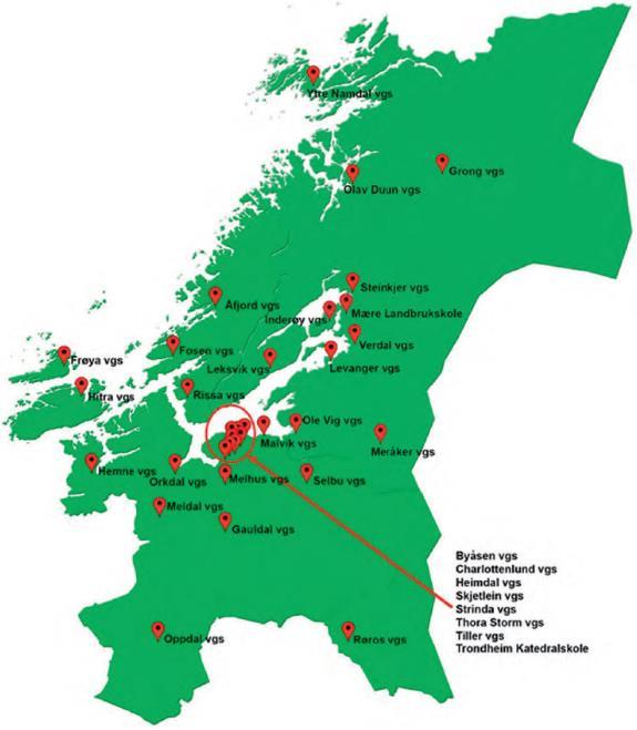 Trøndelag blir blant Norges største fylker målt i antall elever (Tall fra 2015-2016,