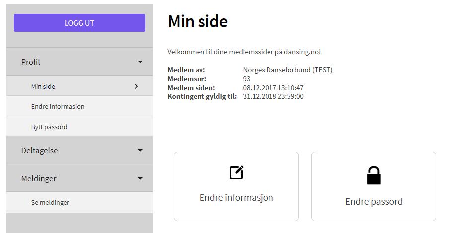 Min side for medlemmene dine.