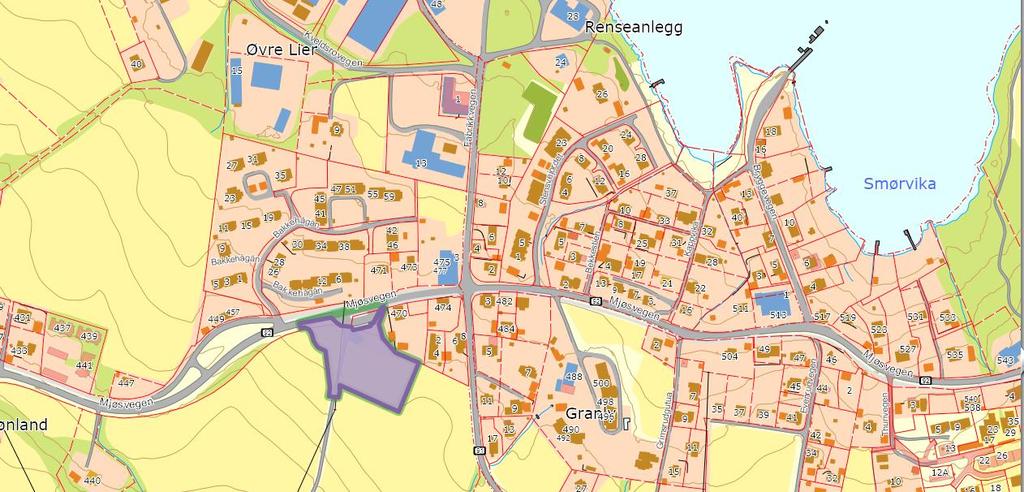 Dagens arealstatus LNF, areal fulldyrket mark 1,5 daa (dårlig arrondert) 3.