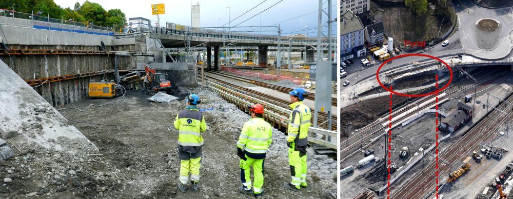 Tunnelportalen nord for Mosseveien: her etableres