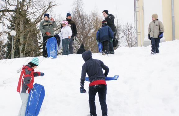 Võisteldi kahes võistkonnas, kus pidi kaaslast kelgul vedama, läbima slaalomiraja, kelgutama läbi võimlemisrõnga ja ühe jala peal kelguga suusatama. Kilkeid ja elevust tekitas kelgurongisõit.