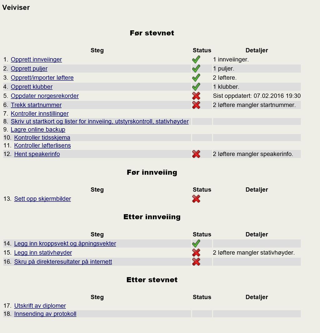 1.4 Generelle råd Stol aldri 100 % på teknologi. Enten det er et Excel-skjema eller stevnesystem som Powerlifting Live, kan feil oppstå.