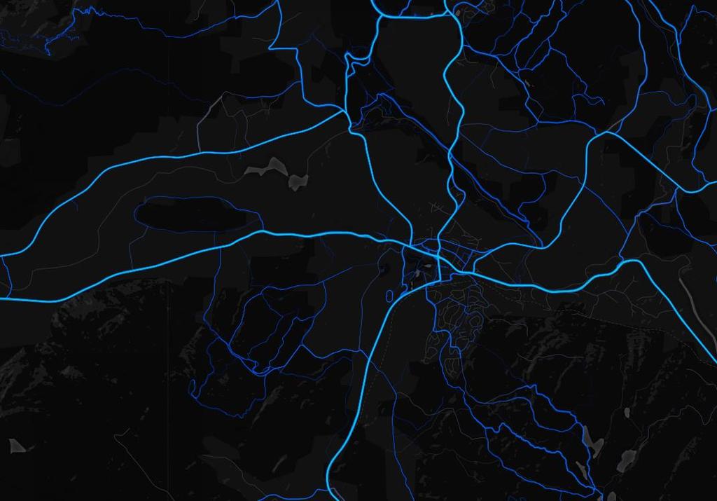 3.6 Heatmap Strava Strava er ein app og ei nettside der idrettsutøvarar og mosjonistar registrerer sin aktivitet. Her vert GPS-spor automatisk registrert og lasta over i kart.