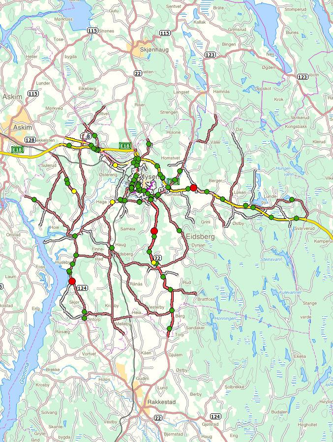 7. REGISTRERINGER OG ANALYSE (= 2001 2005 tall) 7.1 Registrerte personskadeulykker lokalisering Statens vegvesen utarbeider statistikk for ulykker på veinettet.