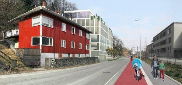 Med planene som er under utvikling på østsiden av Osloveien, der det planlegges en høyere tetthet av bygningsmasse, vil den foreslåtte bygningen på
