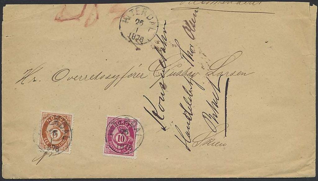 .........................................1 000 161 13a. 3 SK 3 Våben 1867 - klart trykk - annulleret med dansk nr. 1 - København - samt del af andet stempel............................500 162 13 b.