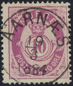 3. Letthengslet 10 øre fra første plate, med dobbeltramme øverst. Lett rundet hj.4. (2700).....................................300 302 53 III a, t.1. Praktstp BJELLAND 10/8-88 (6 pkt) på vakker 10 øre.