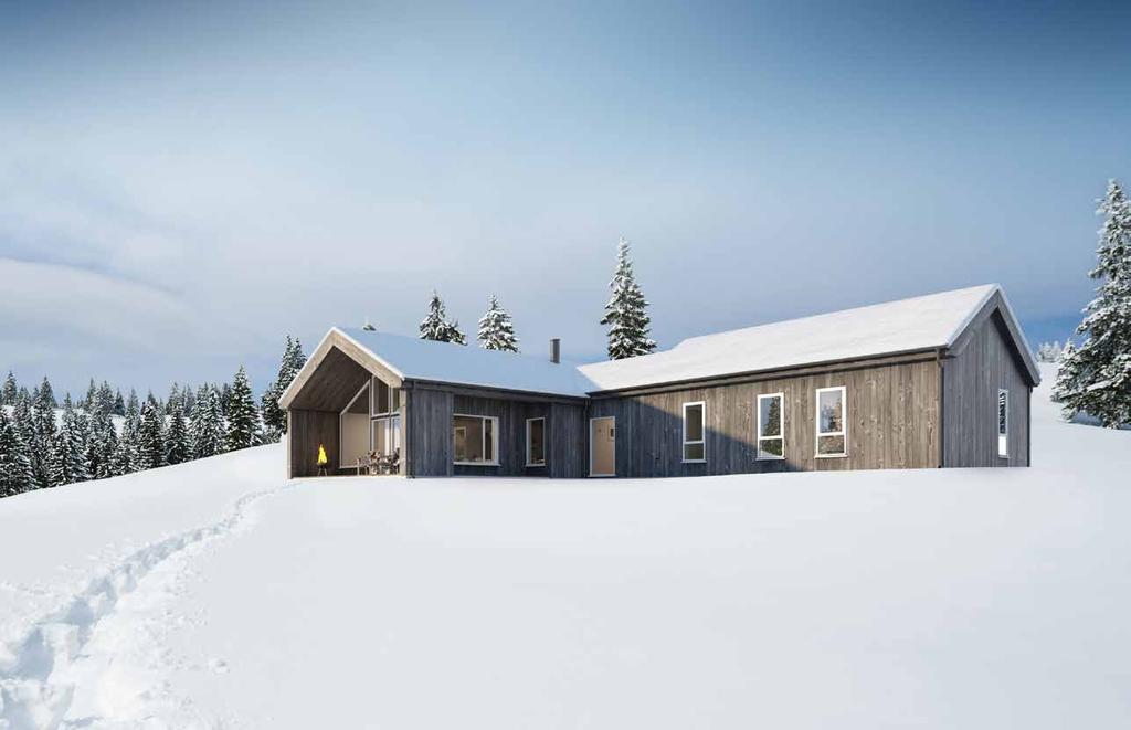 FJELLGLØTT KLASSISK En stor og raus hytte, med minimalistisk preg og kompakte former.