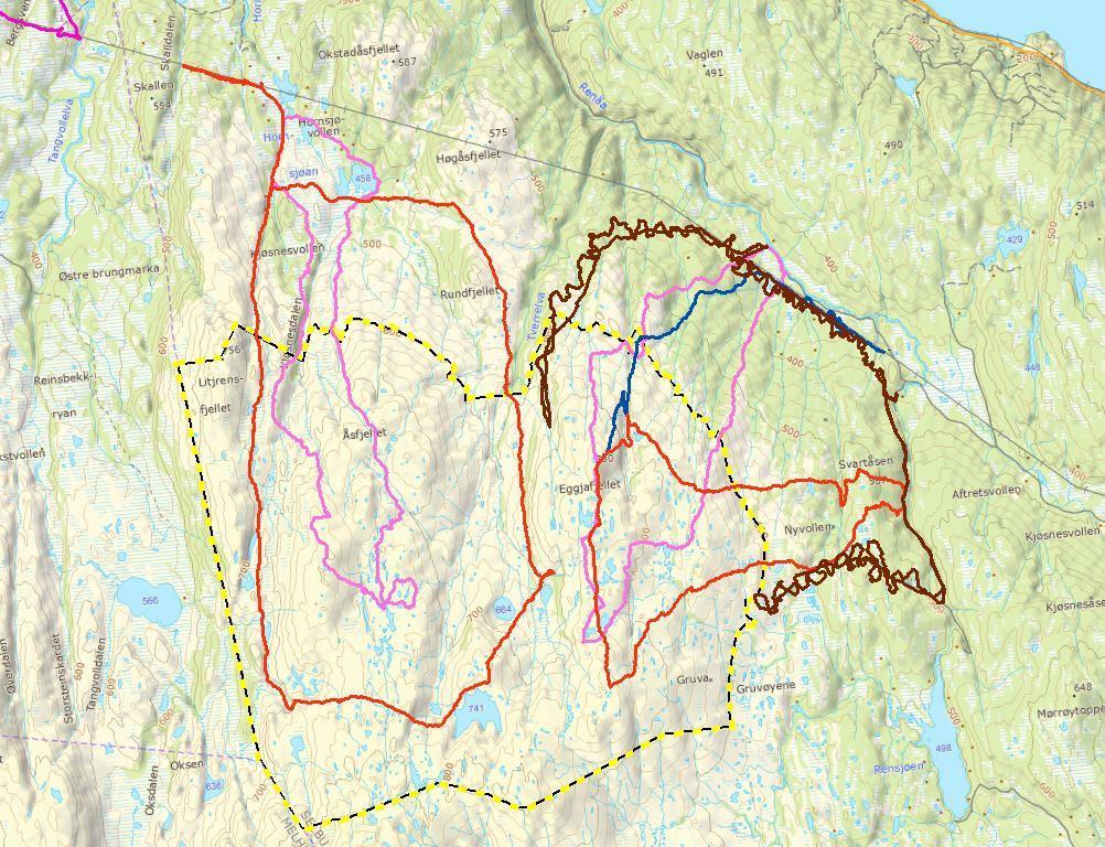 utføring av nett fra planområdet til eksisterende 420 kv ledning, samt trasé for adkomstvei, var imidlertid ikke klar før arbeidet startet, og disse traséene er derfor ikke befart nøyaktig med hensyn