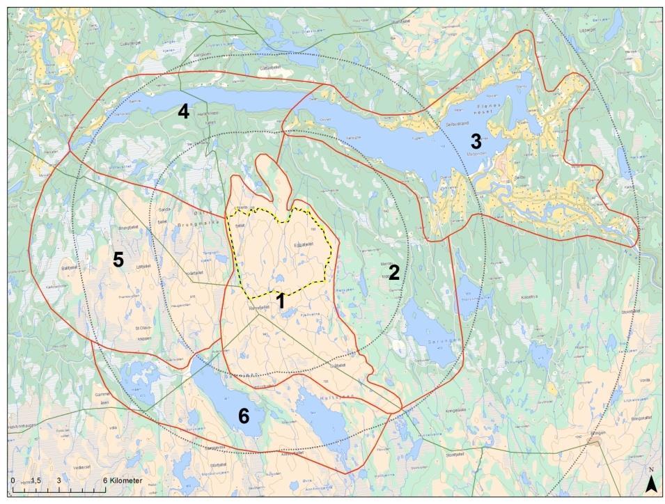 Figur 5-1. Delområder landskap. Kart: Sweco. 5.1.2 Datagrunnlag Beskrivelsen av landskapet er gjort med utgangspunkt i befaring i området 14.-16. august 2011.