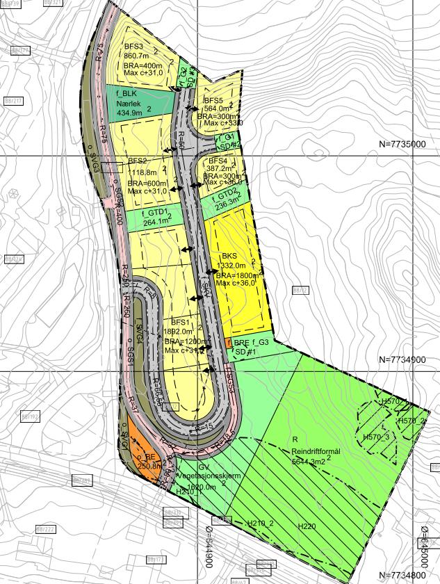 02 Planfakta Formål: Boliger, lekeplass, fellesareal Planområdets størrelse: 19,2 da Maksimalt antall BRA: 4 600 m² Antall boenheter: 19 (ni eneboliger og 10 leiligheter i lavblokk) Forslag til