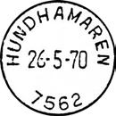 125299 Hundhamaren PiB ved Bunnpris Hundhamaren AS fra 05.03.2002 Stempel nr. 1 Type: IIA Utsendt 09.07.1955 HUNDHAMAREN Innsendt?