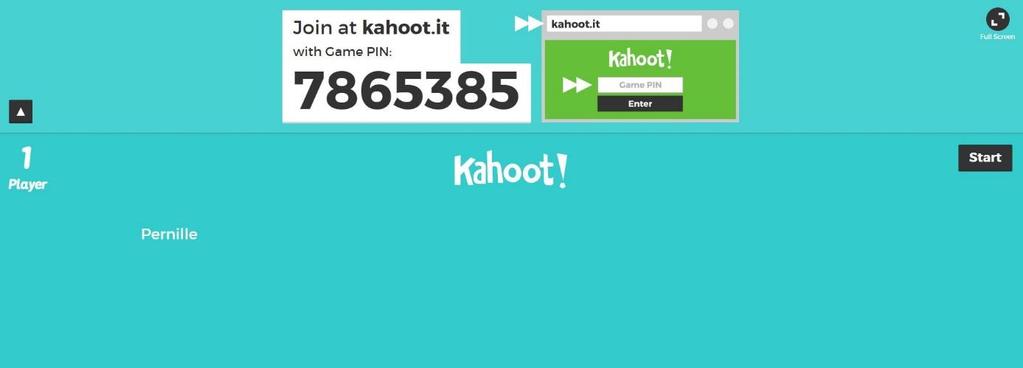 Nå er du nesten helt klar til å starte quizen! Når du kommer inn på denne siden, blir det generert en «game pin», og elevene må følge instruksjonene: 1. Gå inn på kahoot.it eller bruk Kahoot-appen. 2.