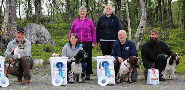 Blodsporprøve på Nordfjordeid 4. juni Prøven hadde 11 startande hundar - av desse 4 spaniels 3 springere og 1 cocker. Dømte gjorde Arve Nes og Hilde Rotihaug. Det vart delt ut 6 x 1.