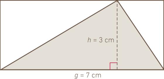TREKANT Hvis en trekant har grunnlinje g og høyde h, så er arealet av trekanten g h A.
