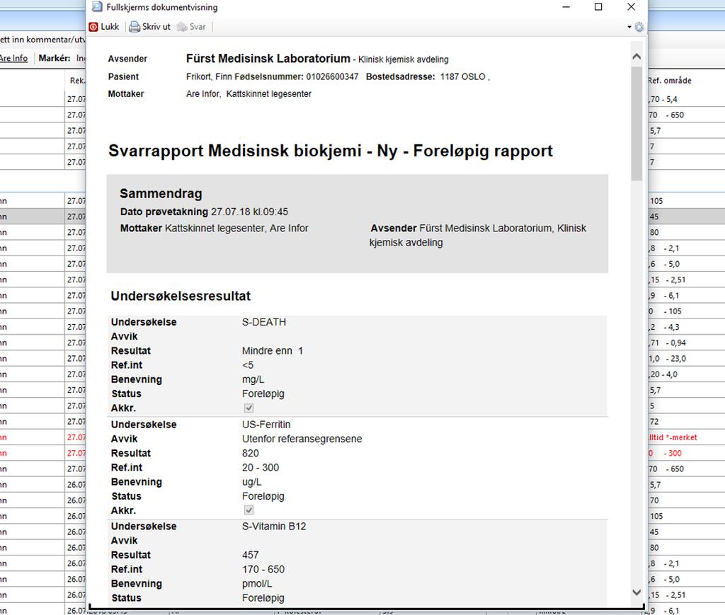 Meldingen åpnes og du kan for eksempel velge å skrive den ut. 9.