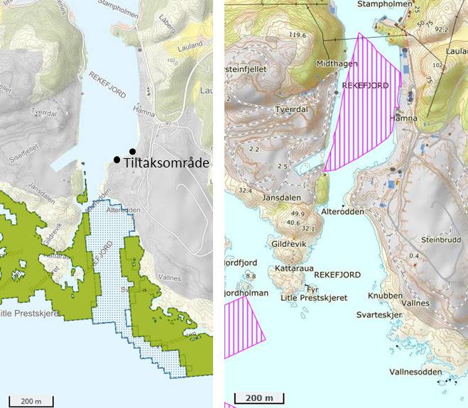 forvaltningsloven 17, naturmangfoldloven 8 og forurensningsforskriften 36-2. Naturmangfold Ifølge Temakart Rogaland2 er det registrert viktige naturtyper i nærhet av tiltaksområdet.