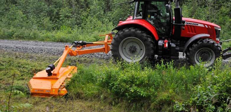 Mekaniske krattknusere Den integrerte sideskiftraens ene arm er teleskopisk med hydraulisk påkjøringsbeskyttelse i