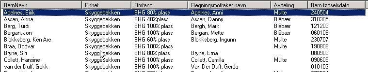 I Søk & Utvalg kan man søke på flere moduler. Her modul Plassering: Du kan for eksempel søke på område (1), enhet (2), avdeling (3), fødselsdato (4) eller omfang (5).