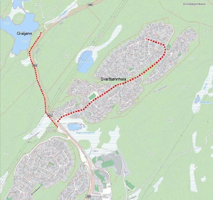 BAKGRUNN FOR SAKEN Multiconsult har på oppdrag fra, og i samarbeid med, Songdalen kommune utarbeidet dette forslaget til detaljreguleringsplan for g/s veg langs Svarttjønnheia samt turveg mot