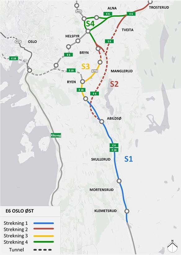 E6 Oslo øst tidl. E6 Manglerudprosjektet E6 Oslo øst vil gjennom ulike tiltak bidra til redusert støy og bedre luftkvalitet for boligområdene langs E6.