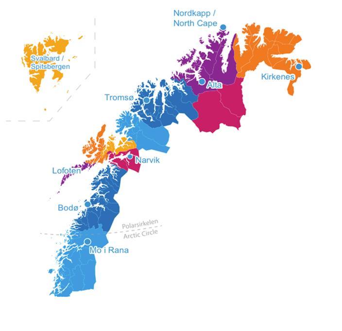 landsdelsselskap for Nord-Norge og Svalbard kontor i Alta, Bodø og Tromsø, 15 ansatte etablert i 2010 selskapets formål er å etablere og videreutvikle Nord-Norge som et