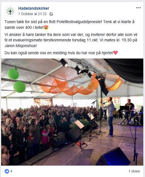 UTFORDRINGER MED FACEBOOK Autogenererte sider Omtale av events fremfor kirkens kjernebudskap Ensidig fokus på