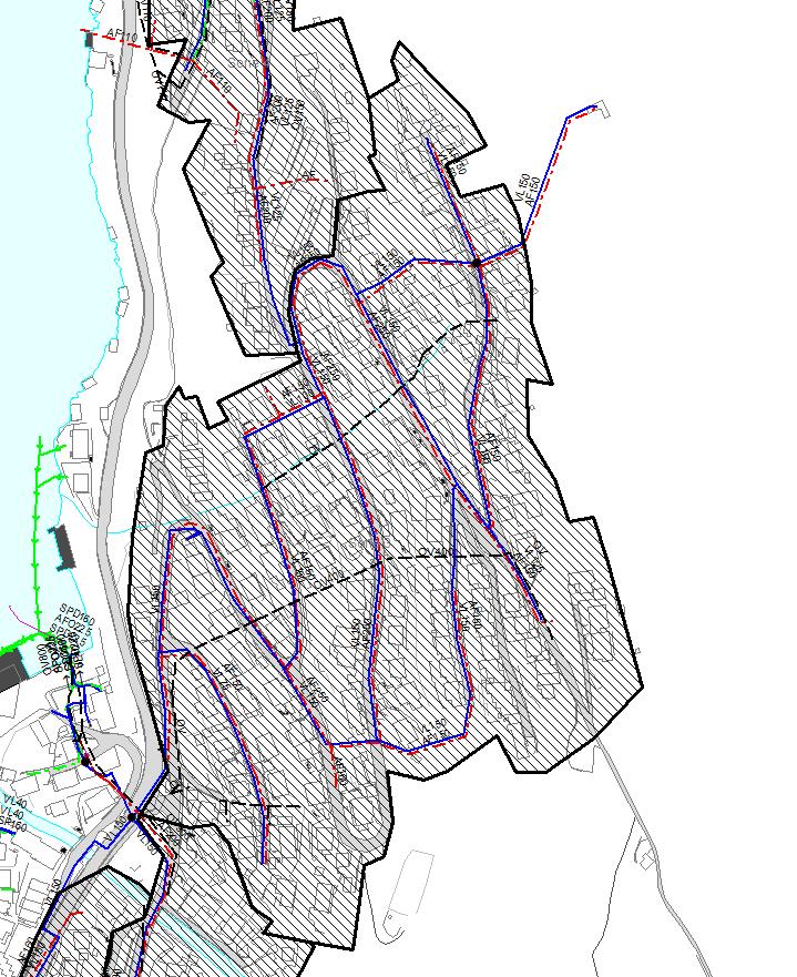 Urbane dreneringsfelt Grov vurdering av kapasitet Inndeling i urbane dreneringsfelt (felt med avløpssystem som drenerer til et punkt) Eksempel: Overvannsmengde tilført ved 10 års regnhendelse: 1020