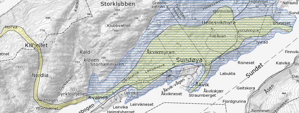 Side 6 av 7 Stort sett hele Sundøya er registrert som vinterbeite for rein. Det er også en flyttlei som dekker myrområdene er tenkt nydyrket (se kartutsnitt under).