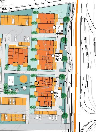 Innendørs: Kravet til innendørs ekvivalent lydnivå er L A,ekv,24h 30 dba ifølge tabell 1. Som det fremgår av kart 3 under blir høyeste lydnivå utenfor fasaden L A,ekv,24h = 56,6 dba.