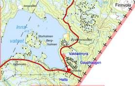 Oversiktskart planområdet markert m/blå prikk Formålet med planen: Fortetting med 8 nye hytter mellom de eksisterende hyttefeltene Gauphaugen og Vakkermyra, og en oppdatert plan med tomtedeling for