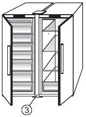 MONTERE TO APPARATER Ved installasjon av fryseren 1 og kjøleskapet 2 sammen, må du sørge for at fryseren står til venstre og kjøleskapet til høyre (som vist i tegningen).